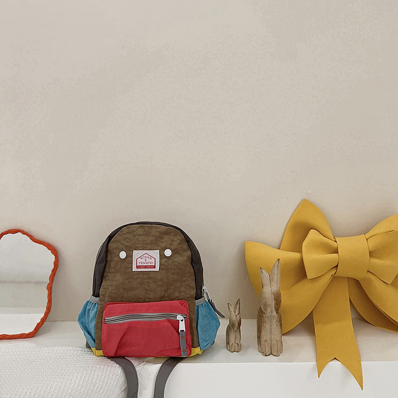 Children's Bags Simple And Lightweight Canvas Backpack Boys Girls Spine Protection - Amber Fashion UK