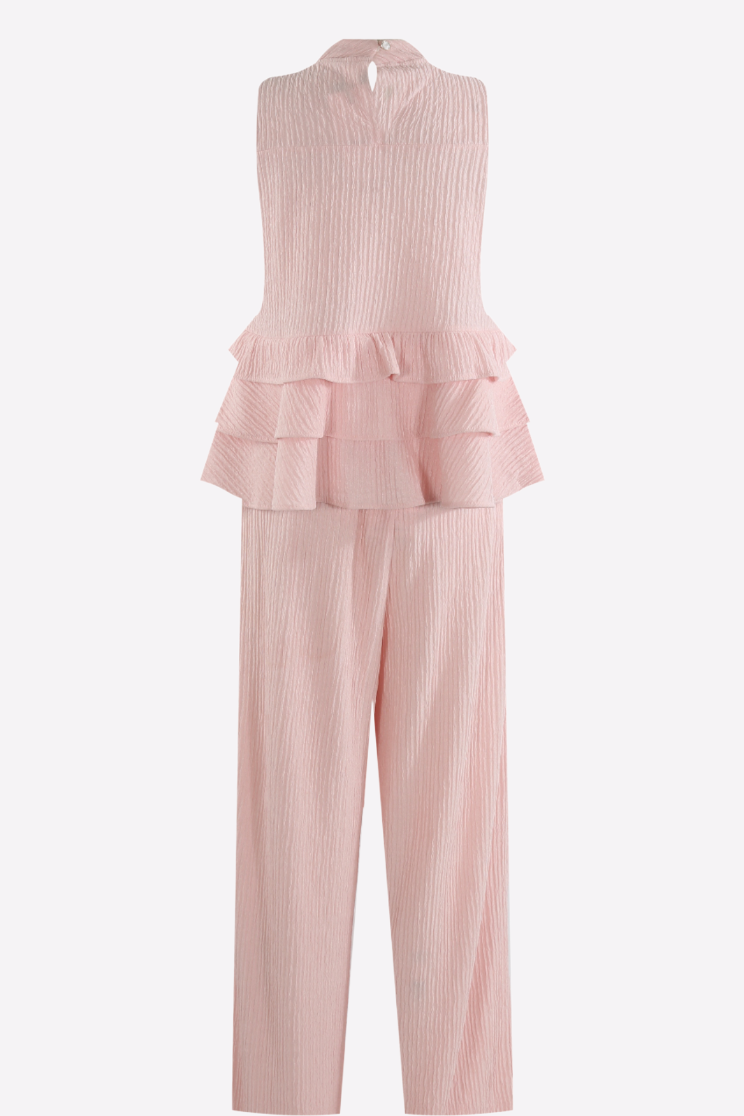 High Neck Frill Blouse & Flared Pants Co-ord Set - Amber Fashion UK
