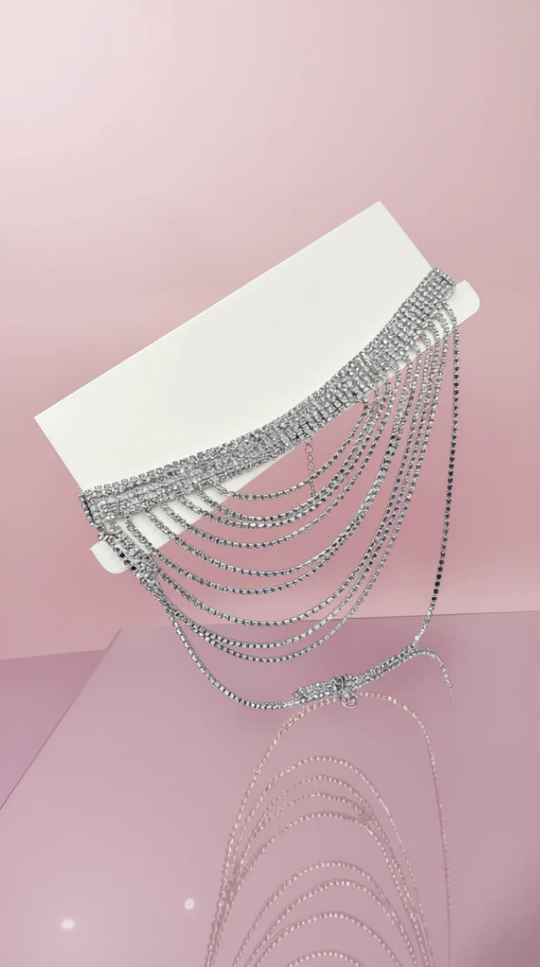 Layered Diamante Crystal Choker Necklace