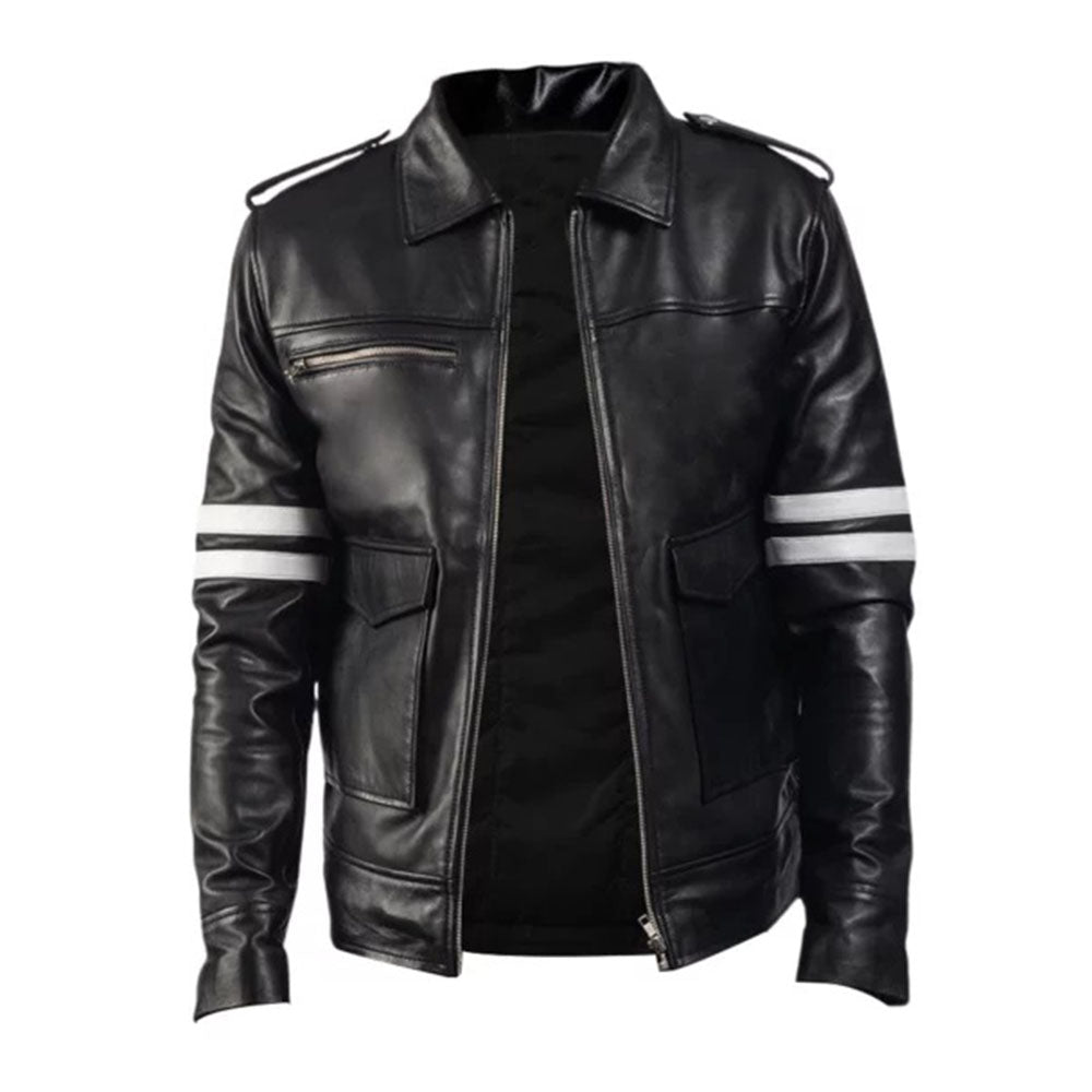 Men's Cafe Racer Leather Jacket | Black