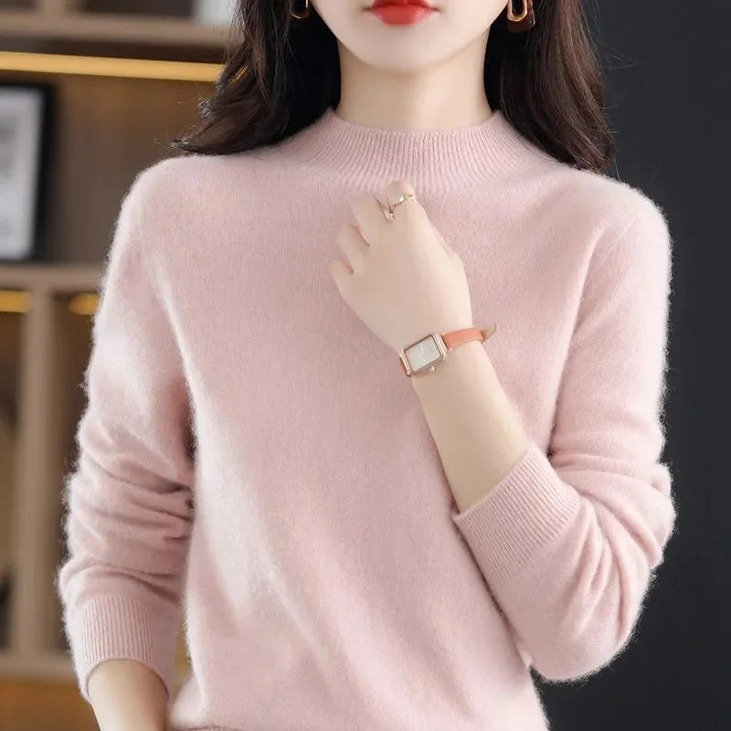 Womens Sweaters 2023 New Fashion Turtleneck Sweater Women Soft Knitted Ladies Sweater Winter Tops Pullover Jumpers Ladies - Amber Fashion UK