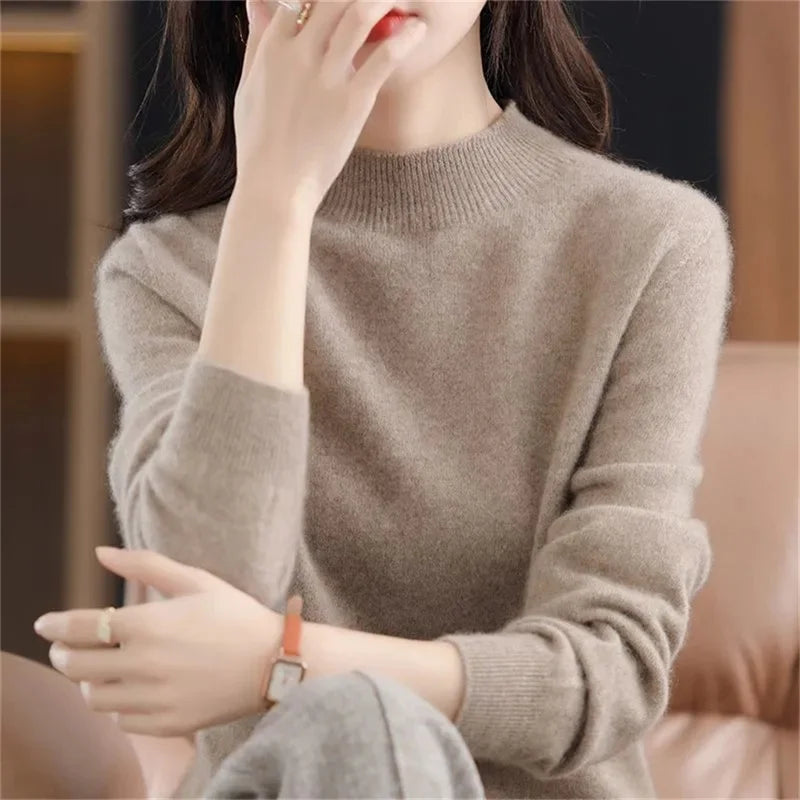 Womens Sweaters 2023 New Fashion Turtleneck Sweater Women Soft Knitted Ladies Sweater Winter Tops Pullover Jumpers Ladies - Amber Fashion UK