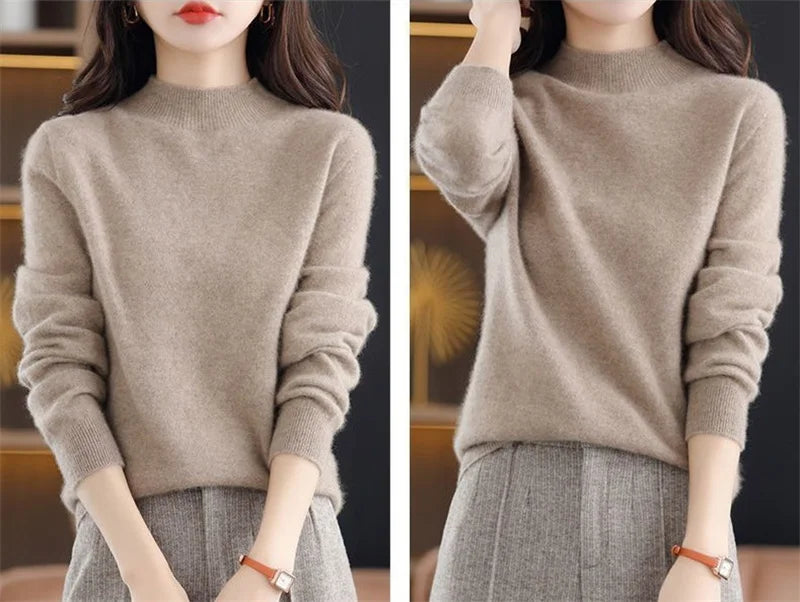 Womens Sweaters 2023 New Fashion Turtleneck Sweater Women Soft Knitted Ladies Sweater Winter Tops Pullover Jumpers Ladies - Amber Fashion UK