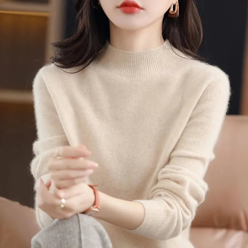 Womens Sweaters 2023 New Fashion Turtleneck Sweater Women Soft Knitted Ladies Sweater Winter Tops Pullover Jumpers Ladies - Amber Fashion UK