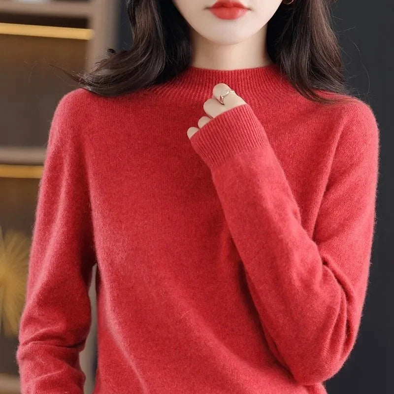 Womens Sweaters 2023 New Fashion Turtleneck Sweater Women Soft Knitted Ladies Sweater Winter Tops Pullover Jumpers Ladies - Amber Fashion UK