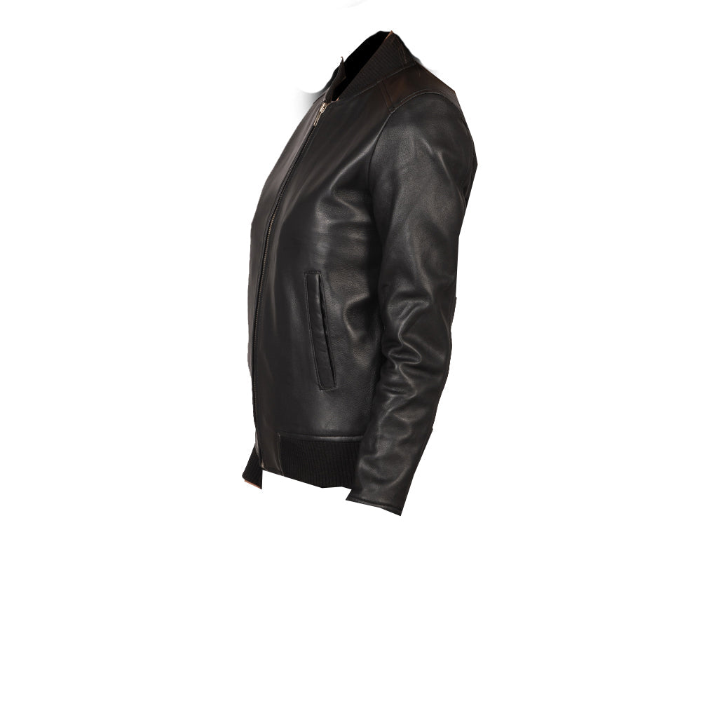 Women's Biker Bomber Leather Jacket | Black