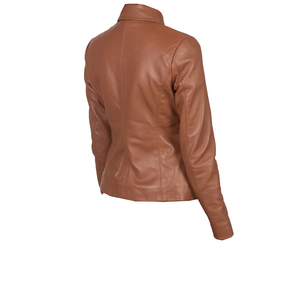 Women's Cafe Racer Leather Jacket | Brown