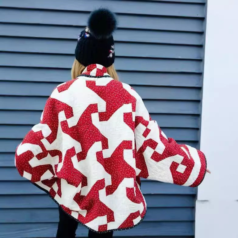 Geometric Printed Coat - Amber Fashion UK