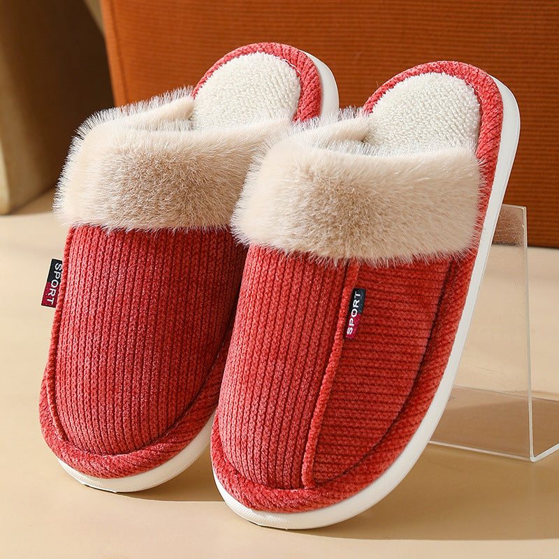 Fur Mouth Home Non-slip Thermal Cotton Slippers - Amber Fashion UK