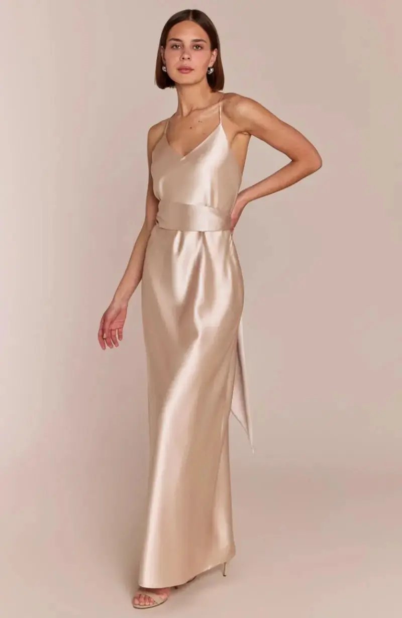 Brooklyn Dress in Champagne Satin