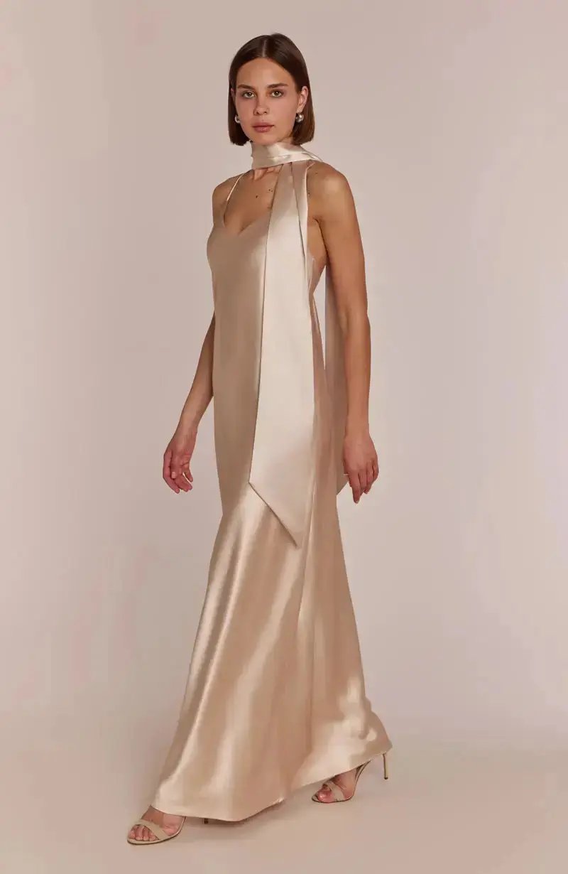 Brooklyn Dress in Champagne Satin