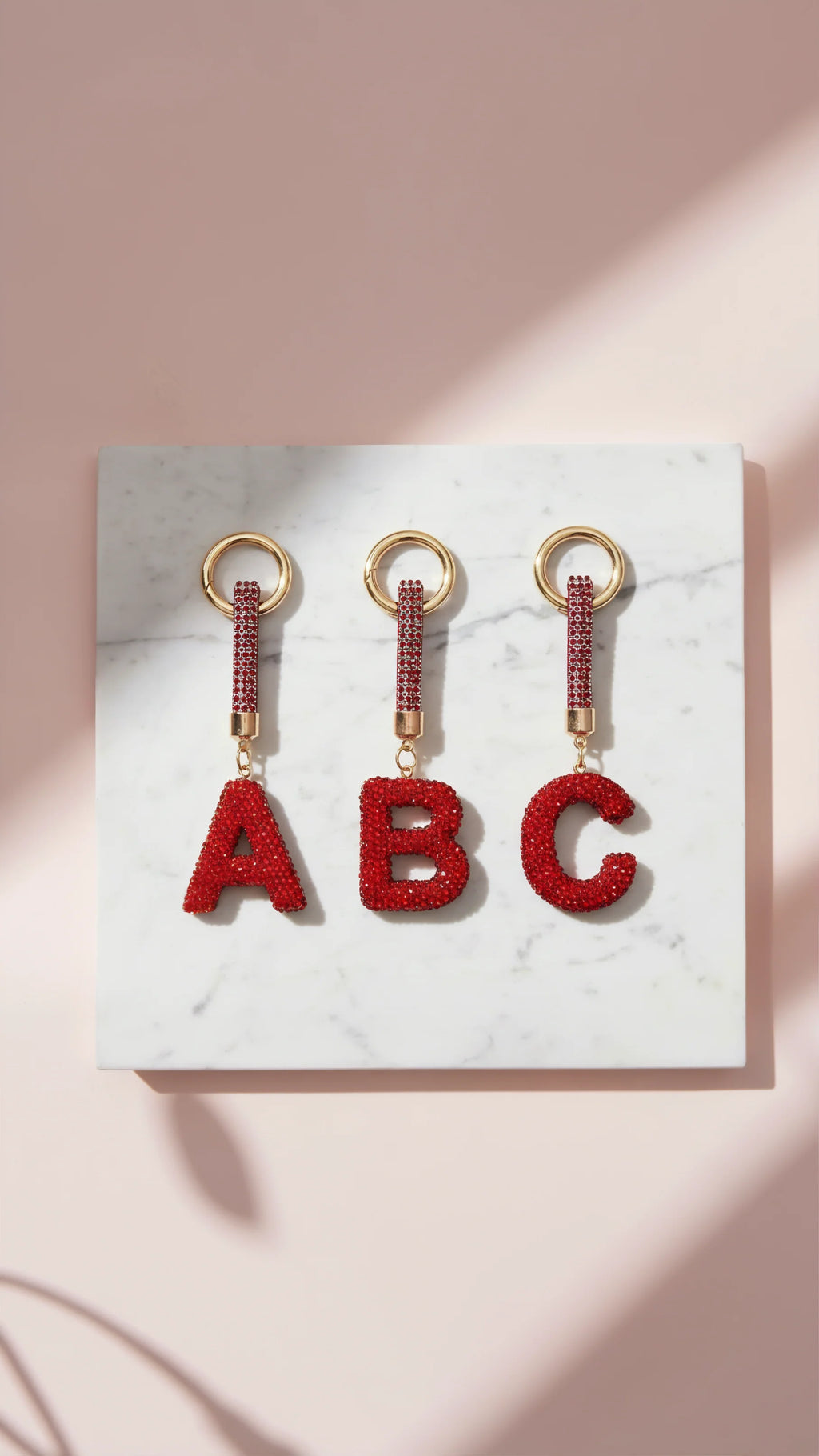 Initial Letter Red Crystal Glam Key Ring & Bag Charm