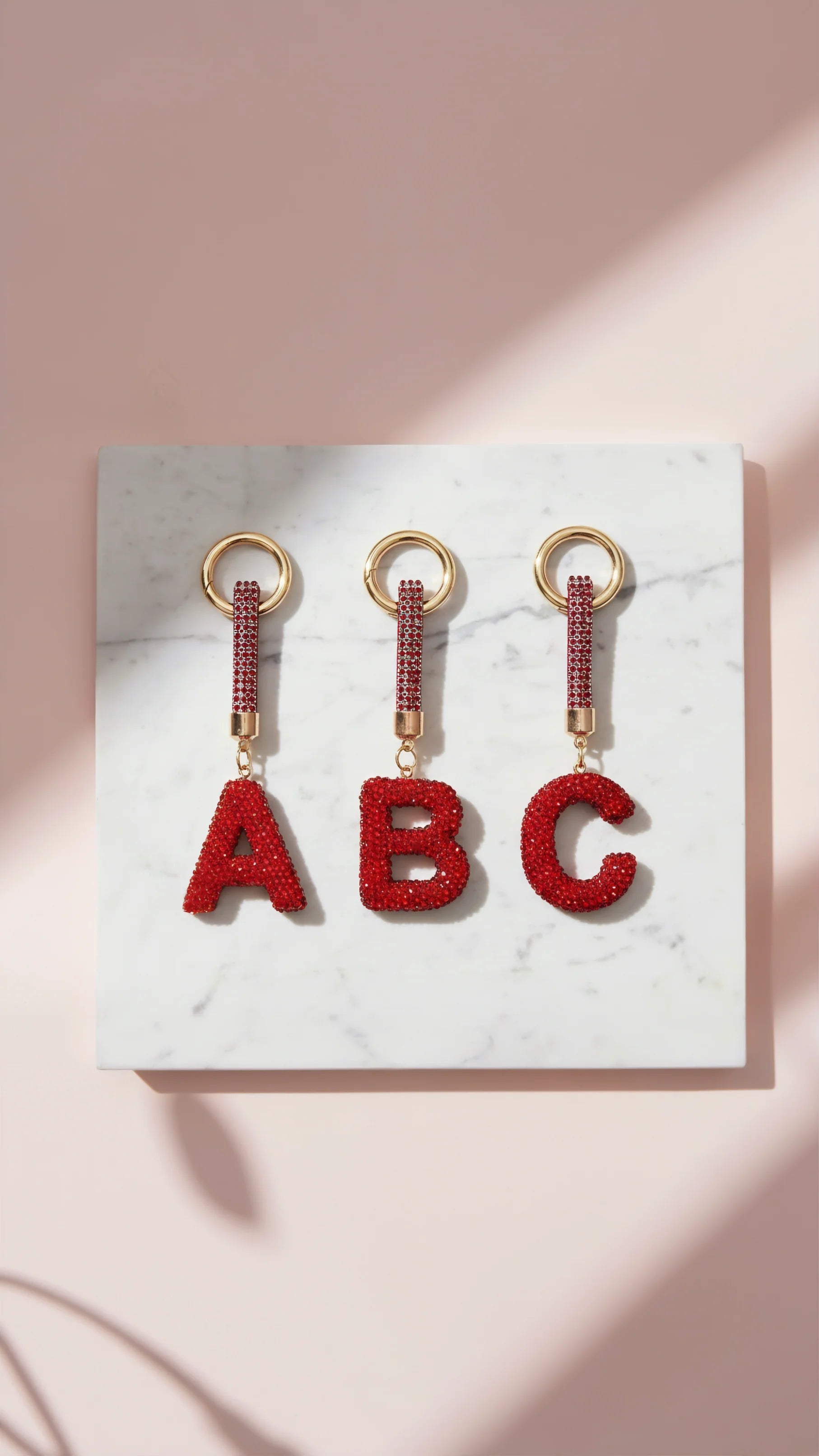 Initial Letter Red Crystal Glam Key Ring & Bag Charm