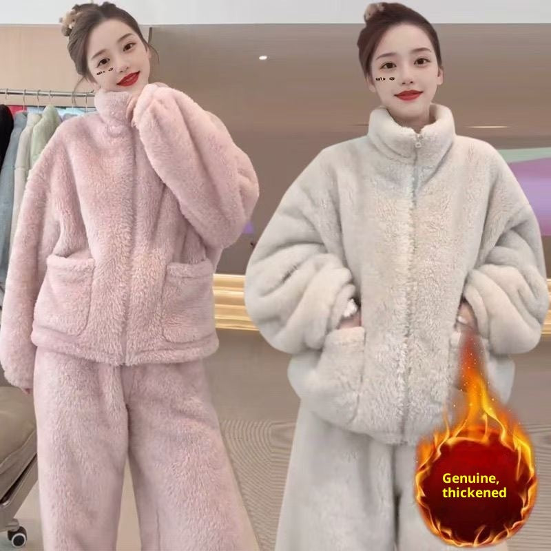 Thickened Set High-neck Wearable Women's Home Pajamas Casual - Amber Fashion UK