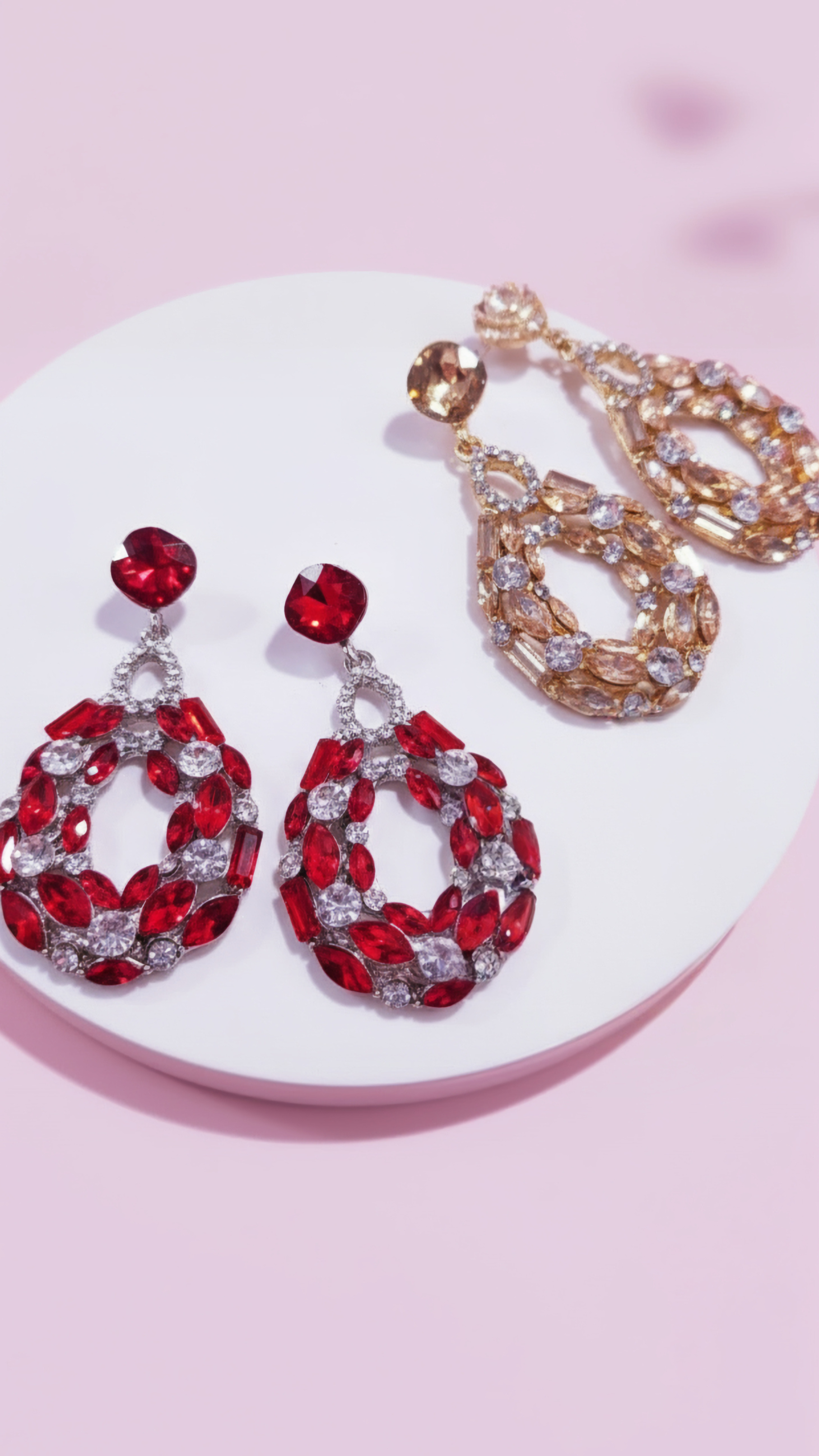 Oval Cut Out Crystal Drop & Dangle Earrings