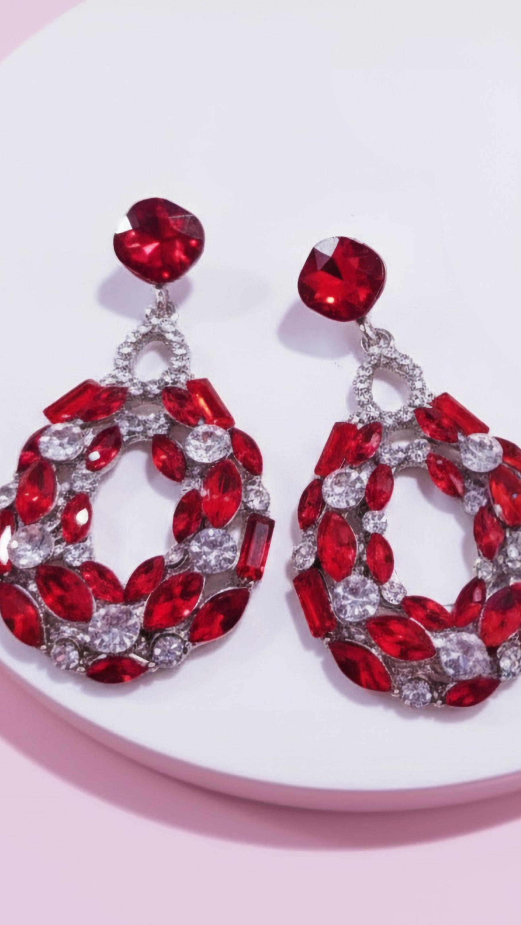 Oval Cut Out Crystal Drop & Dangle Earrings