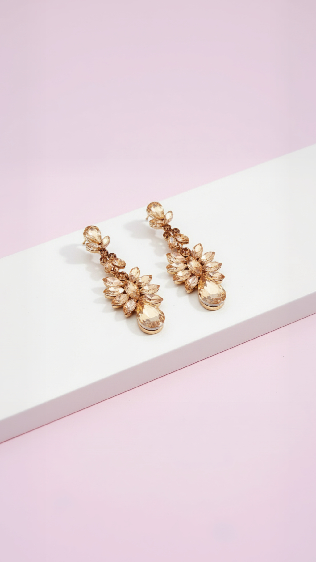 Gold Baroque Crystal Drop and Dangle Earrings
