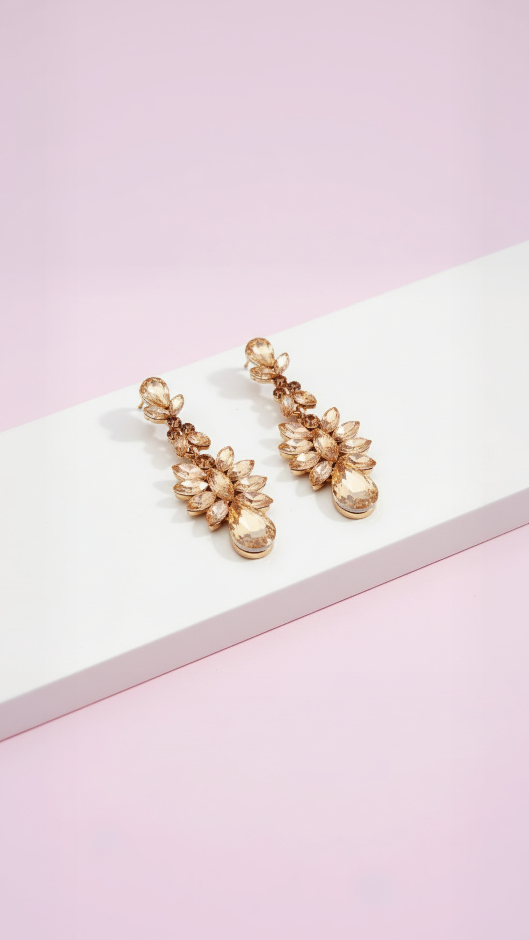 Gold Baroque Crystal Drop and Dangle Earrings