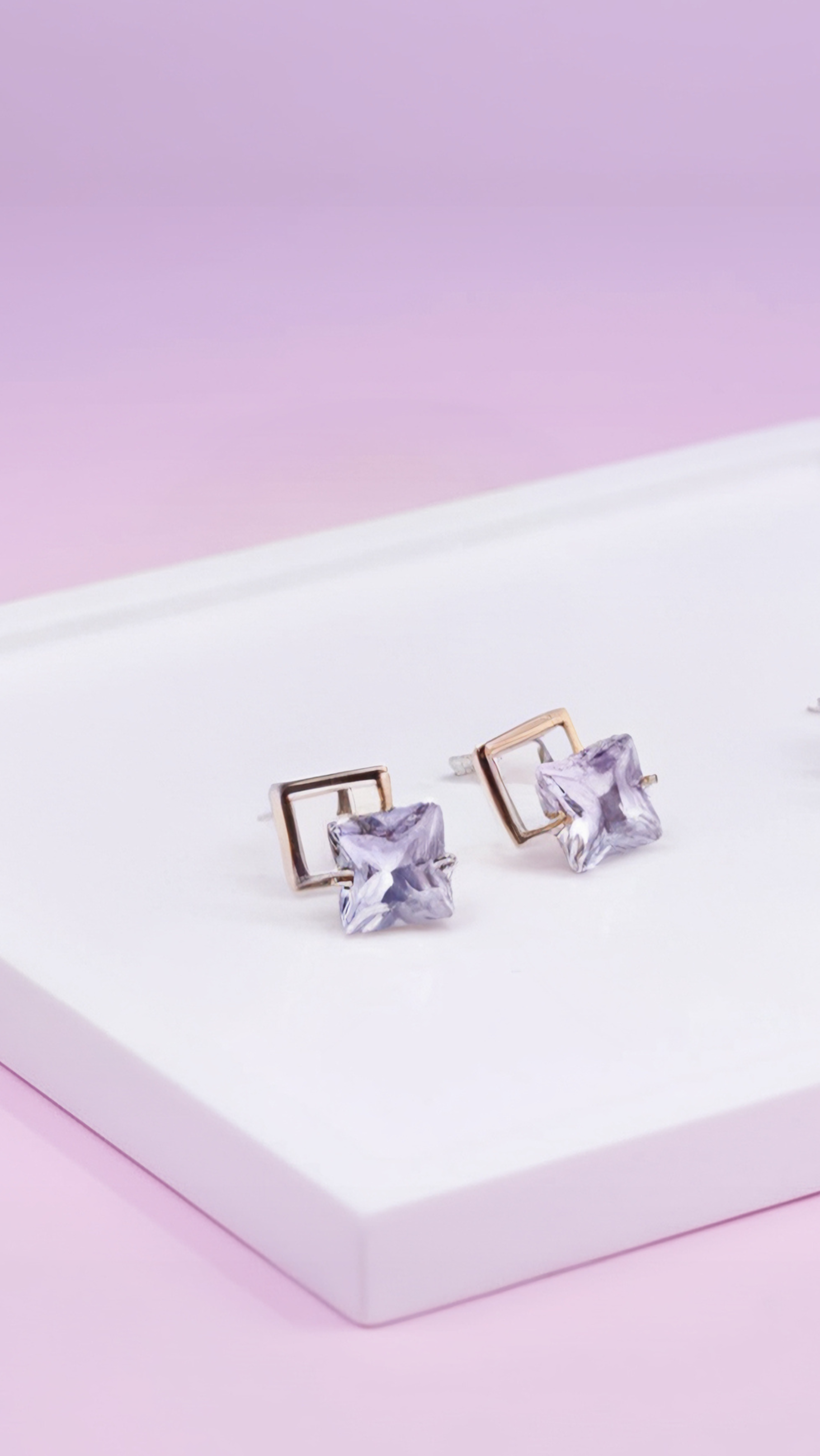 Square Crystal Stud Earrings