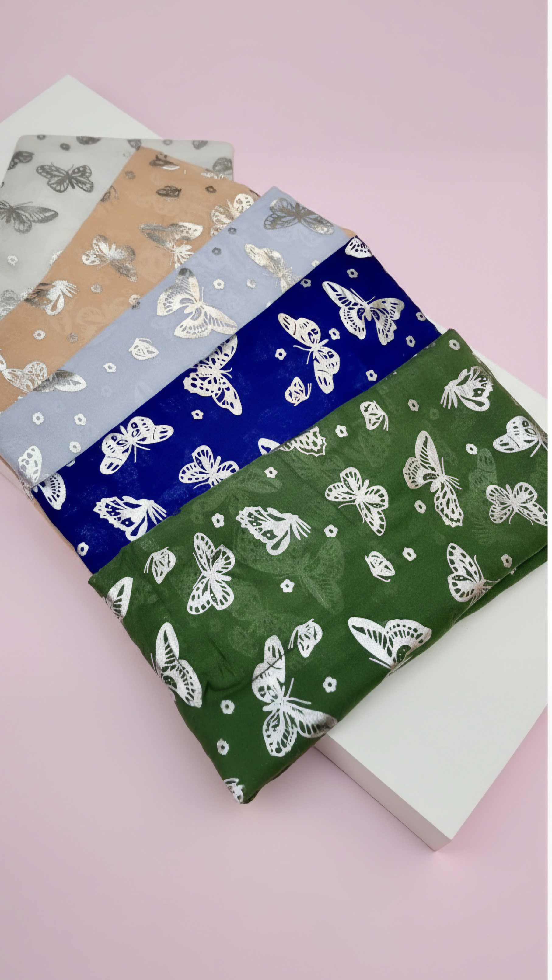 Butterfly Shimmer Silver Foil Scarf Pack of 12