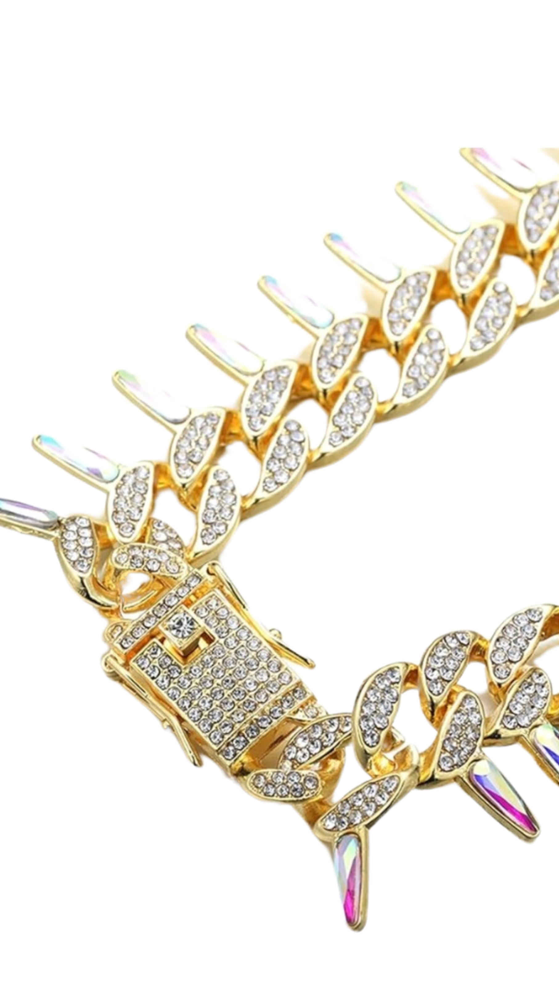 Stainless Steel Crystal Spike Chain