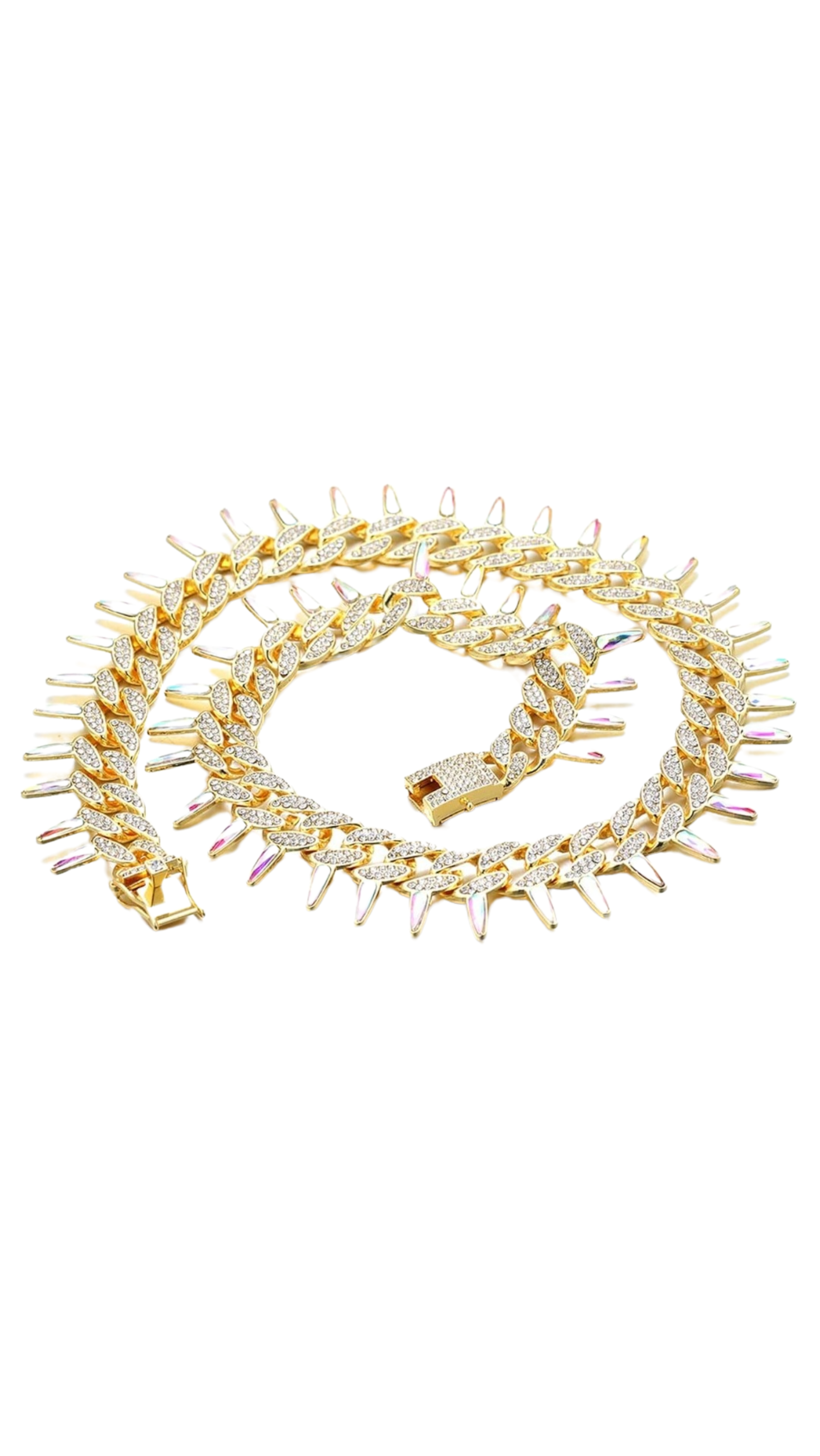 Stainless Steel Crystal Spike Chain