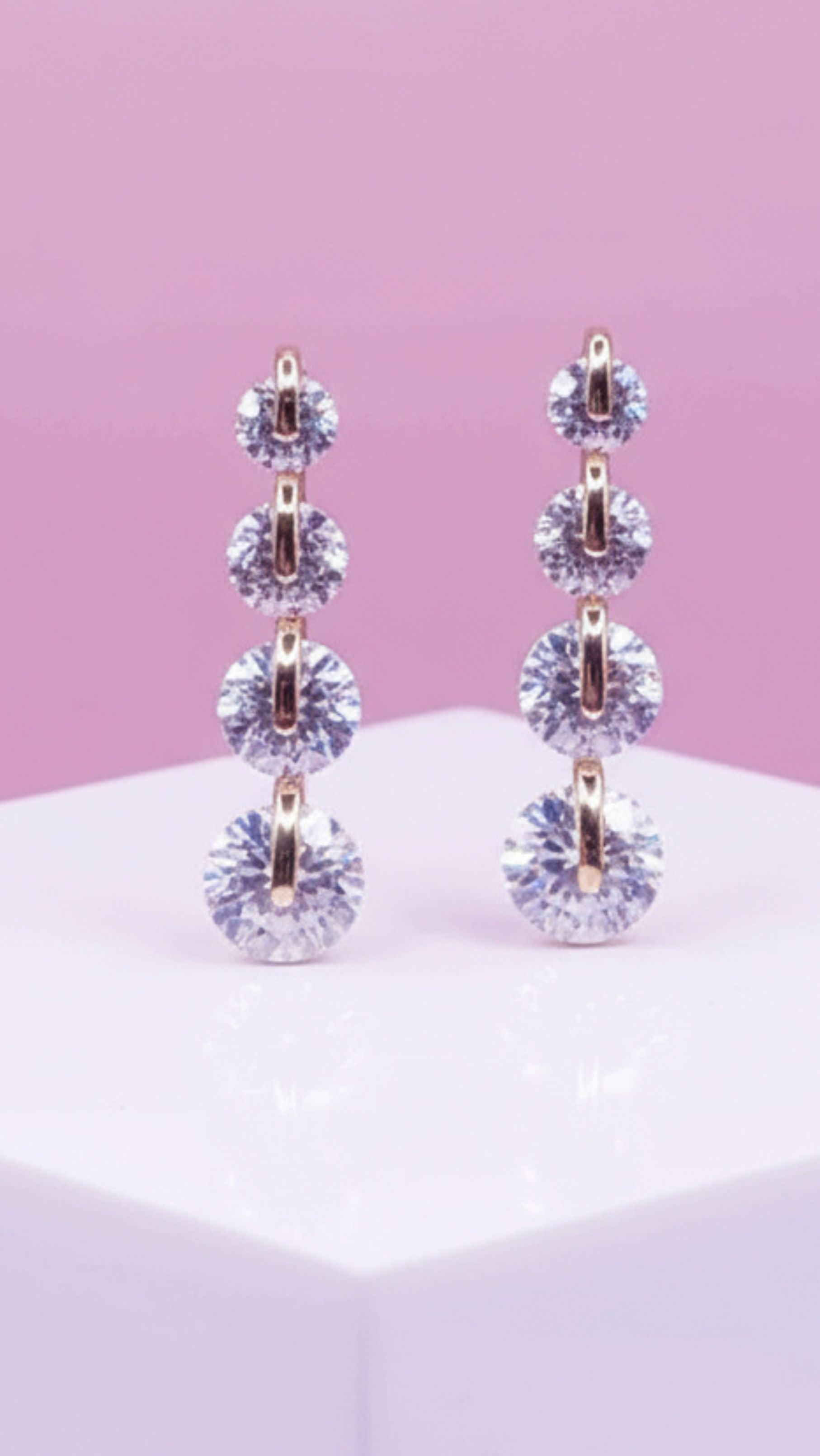 Brilliant Cut Long Crystal Stud Earrings