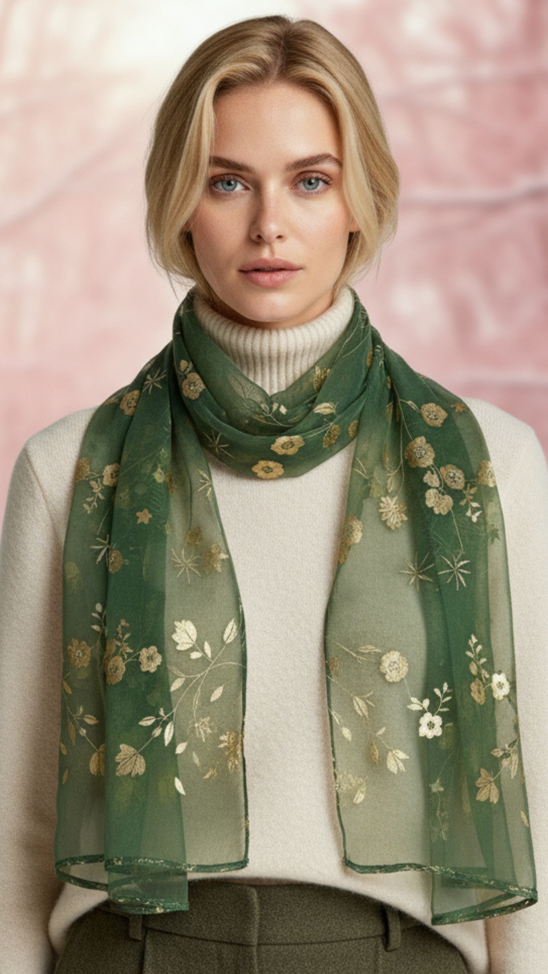 Meadow Flowers Shimmer Gold Foil Scarf Pack of 12