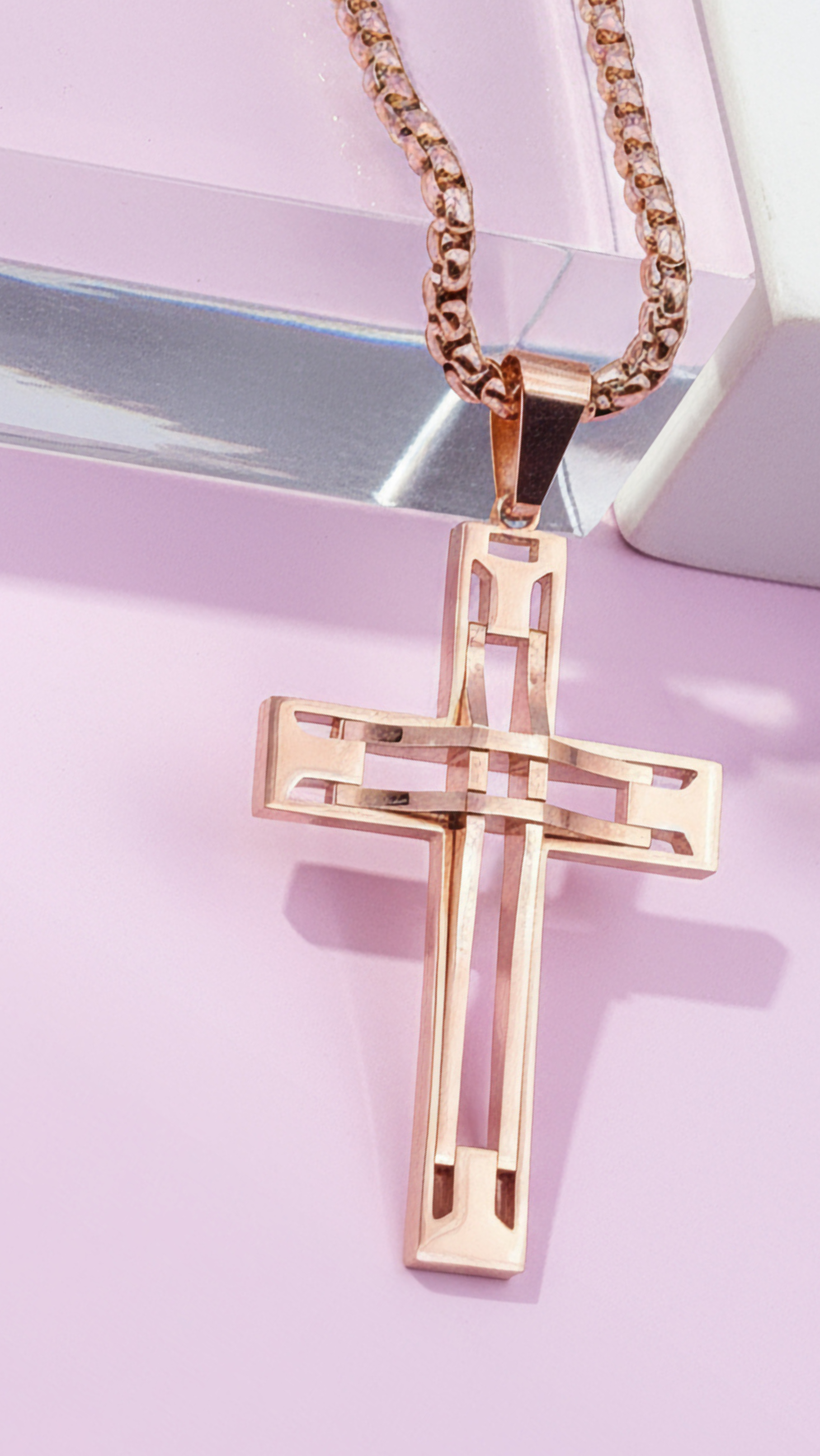 Metallic Cut Out Symbolic Cross Necklace