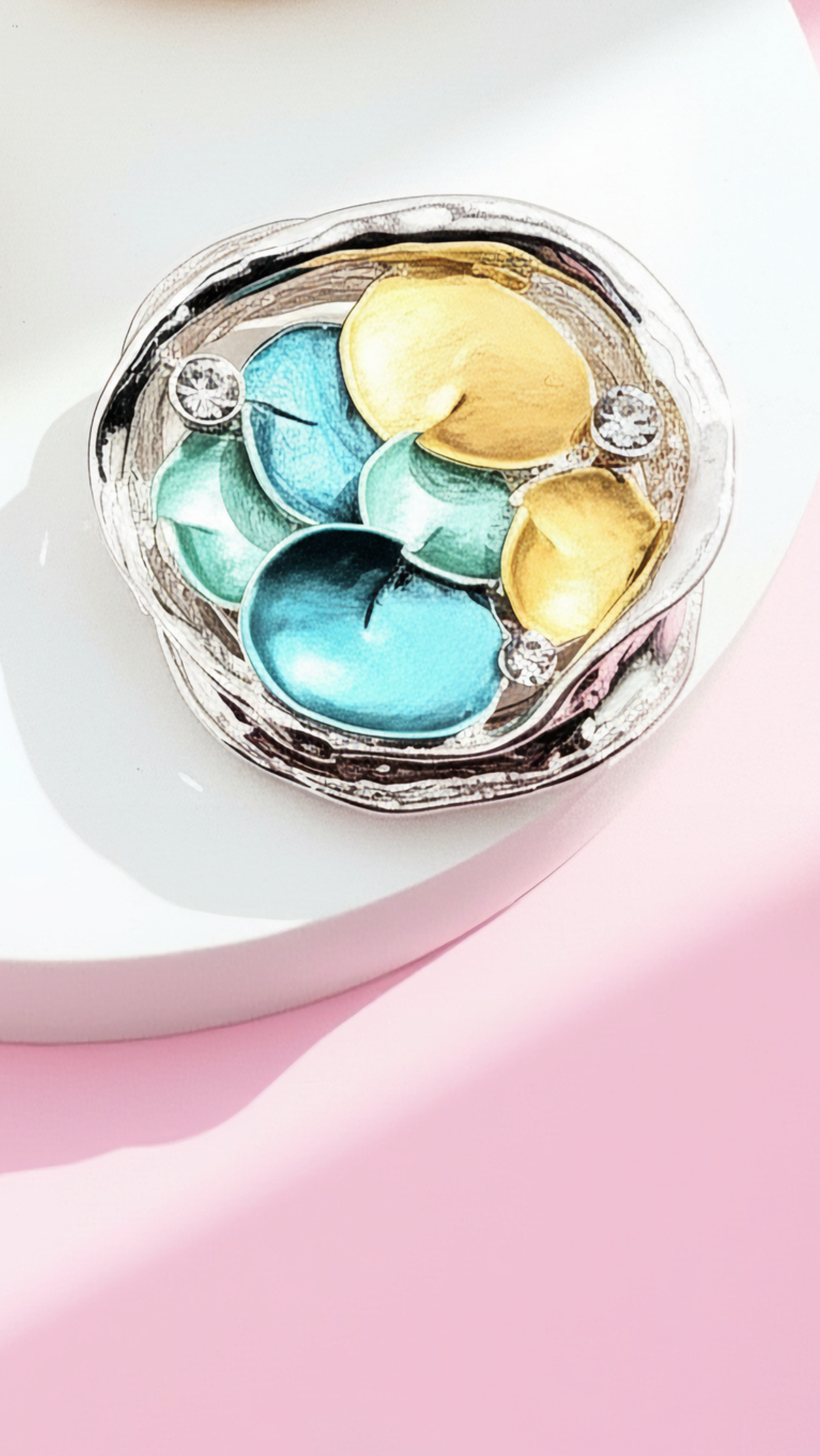 Abstract Magnetic Crystal Cluster Brooch