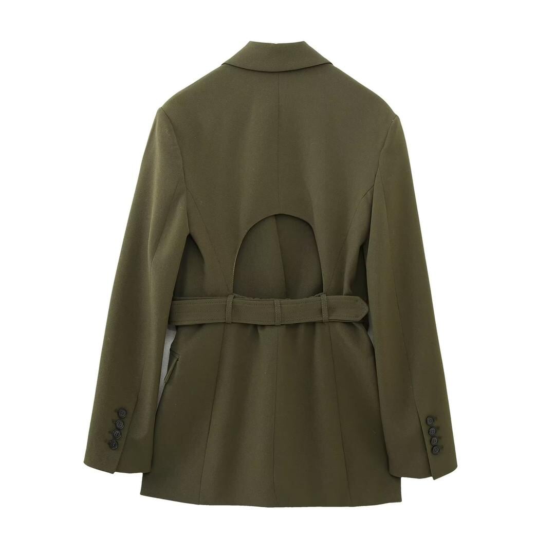 Cut Out Blazer With Belt