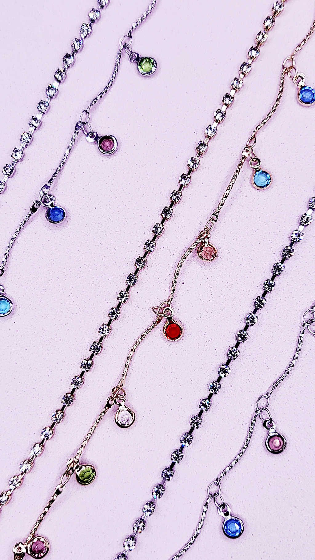 Rainbow Crystal Charm Tennis Anklet