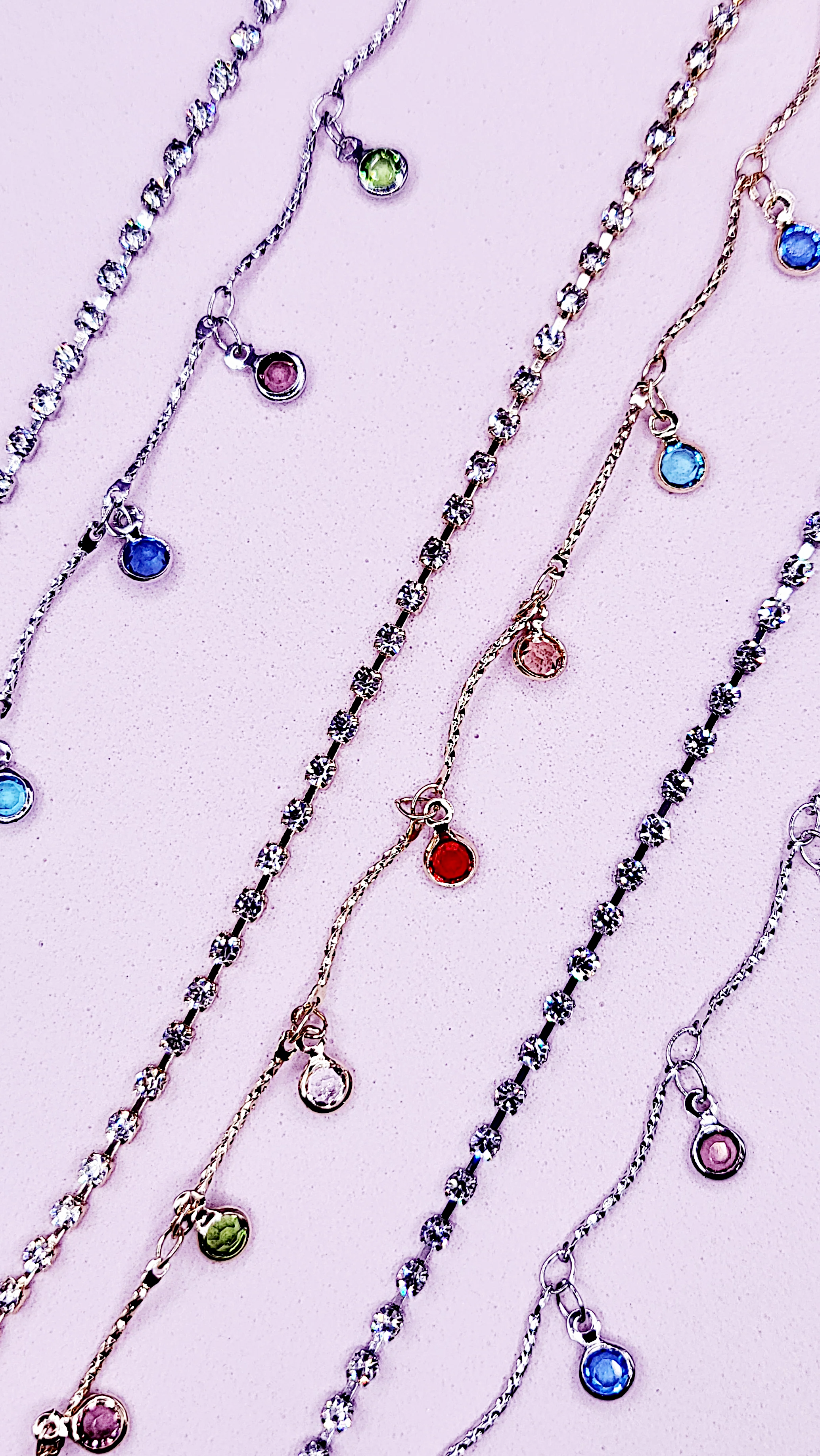 Rainbow Crystal Charm Tennis Anklet