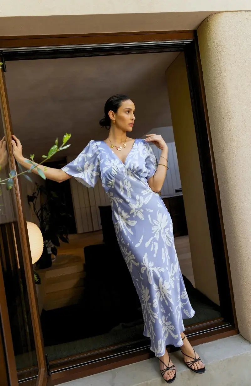 Ellis Dress in Blue Lily Print