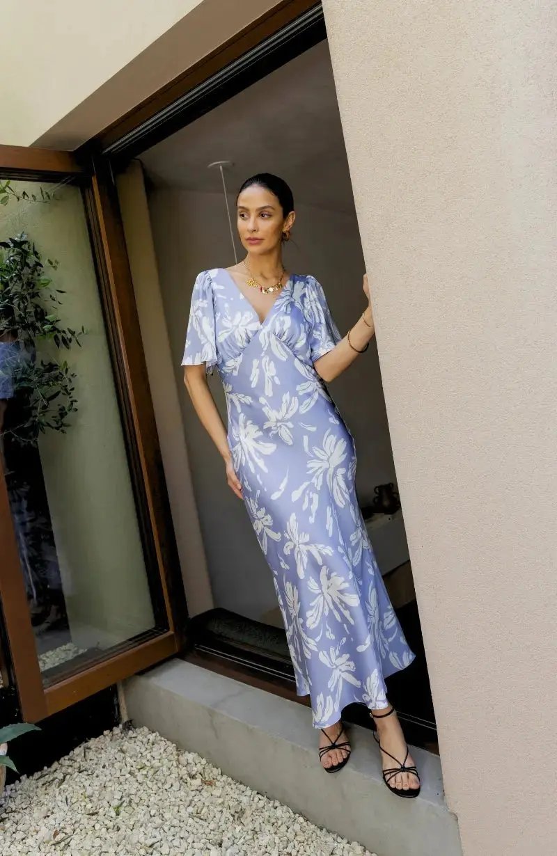 Ellis Dress in Blue Lily Print