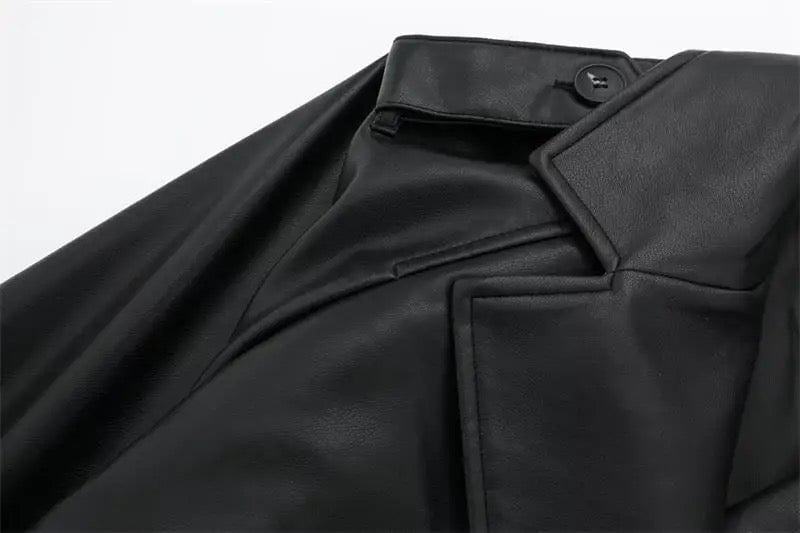 Leatherette Cropped Trench Coat
