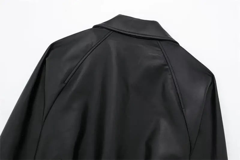Leatherette Cropped Trench Coat
