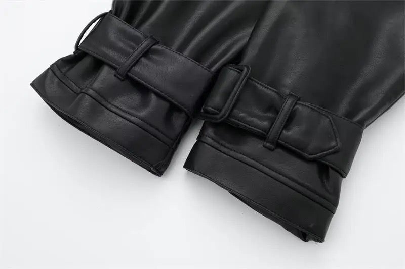 Leatherette Cropped Trench Coat