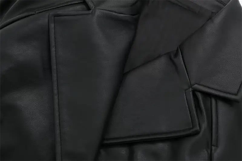 Leatherette Cropped Trench Coat