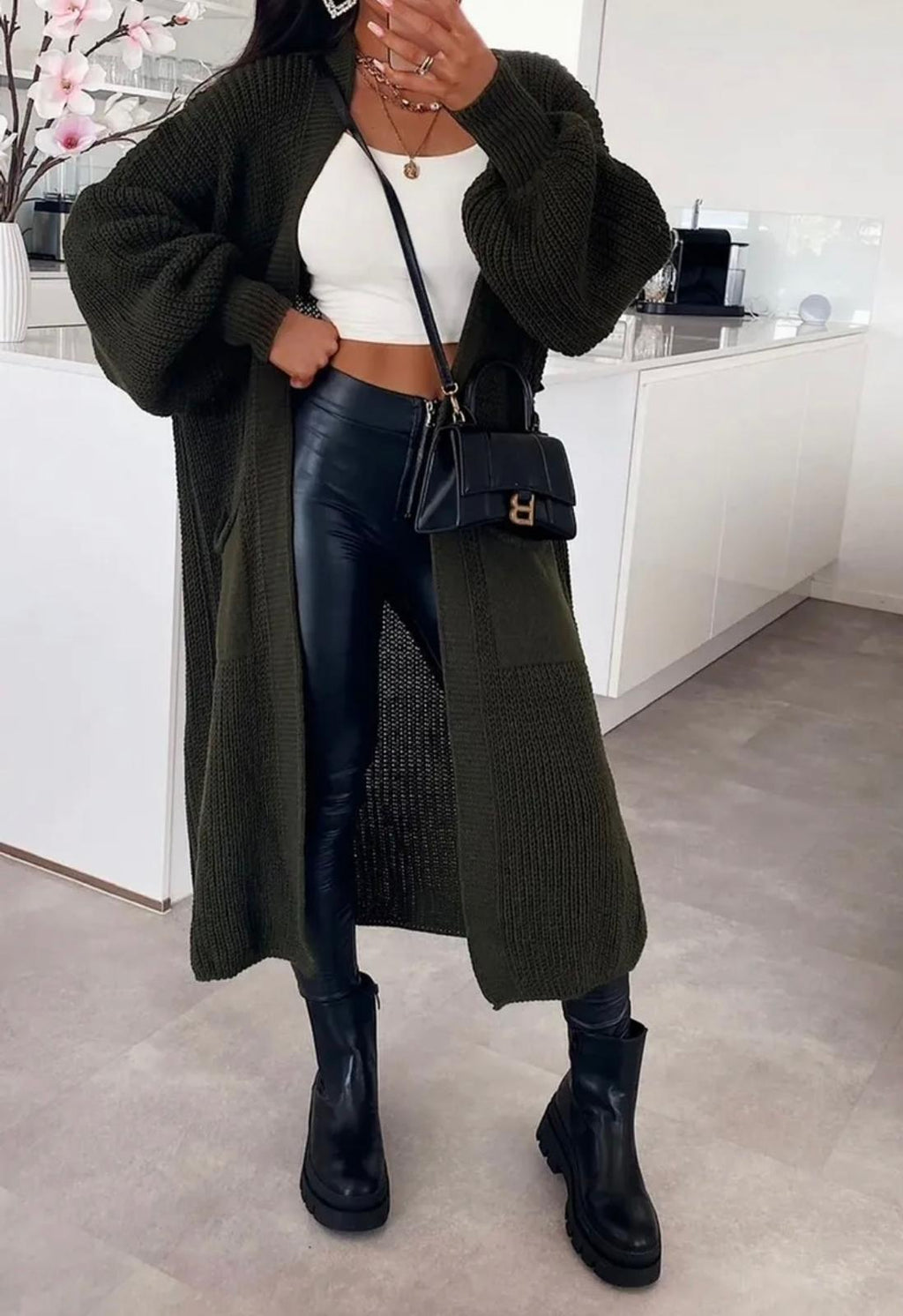 LONGLINE KNITTED CARDIGAN