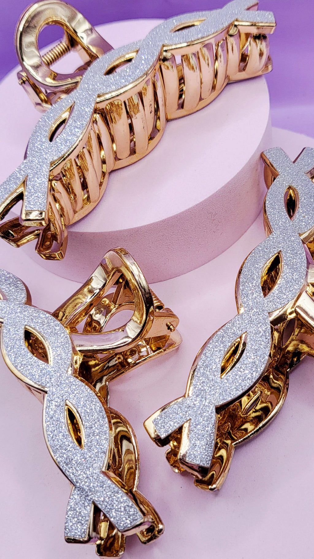 Glitter Silver Hair Clamps Pack of 12