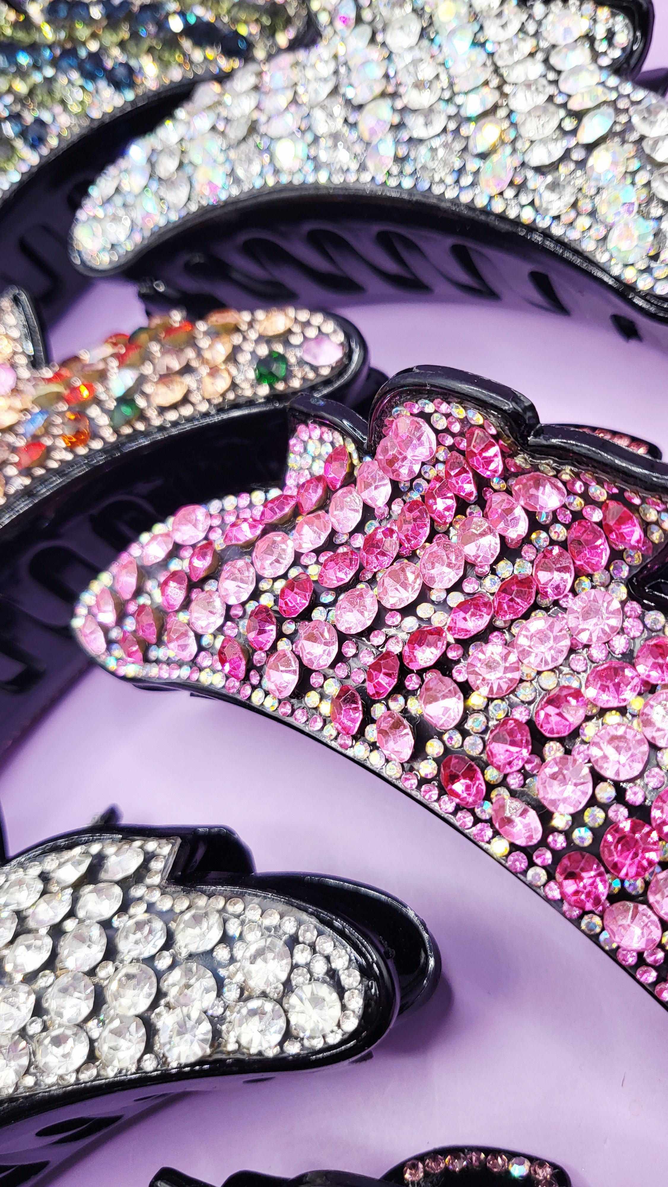 Scalloped Crystal Hair Clamps Pack of 12