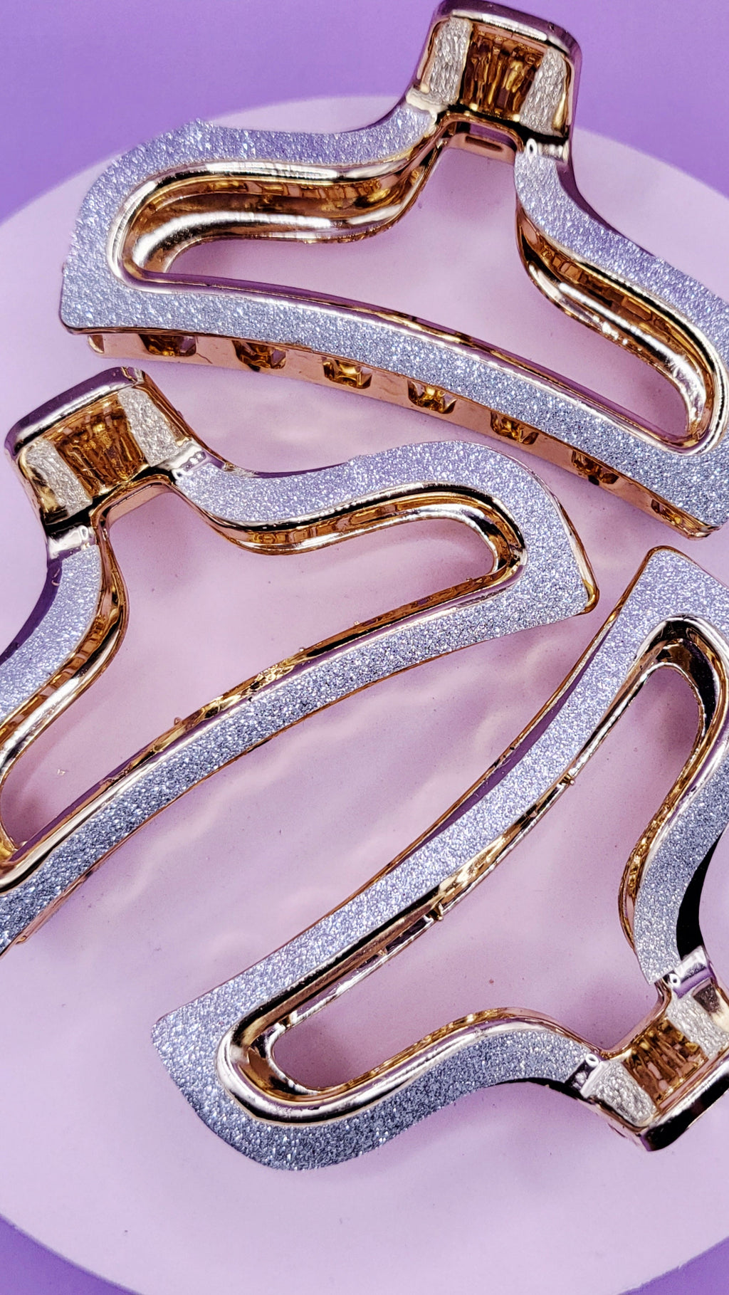 Glitter Silver Hair Clamps Pack of 12