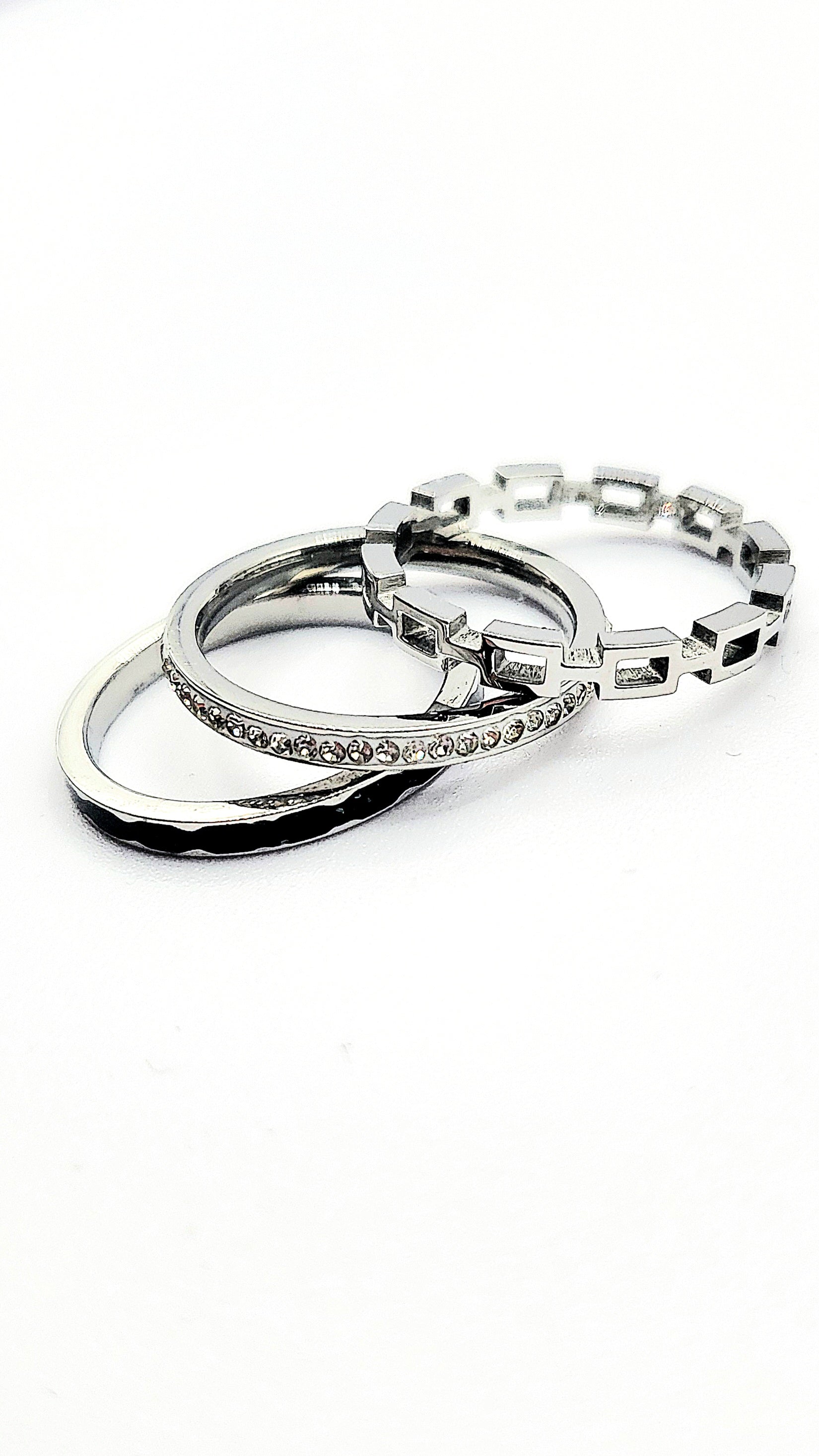 14k Gold Plate Black Crystal Stacking Rings Box set of 24