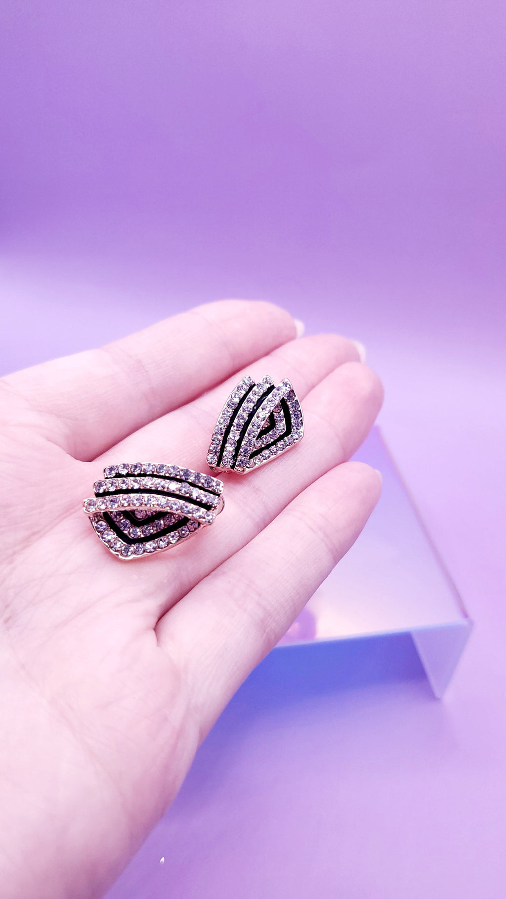 Layered Crystal Non Pierced Clip On Earrings