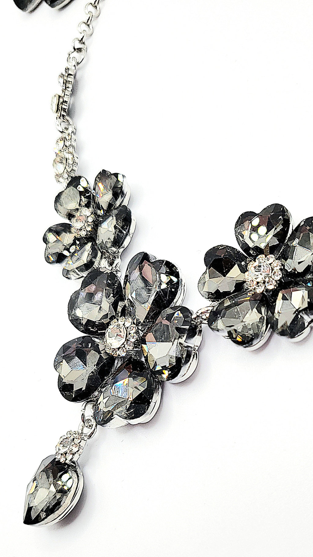 Flower Cluster Crystal Necklace & Earrings Set