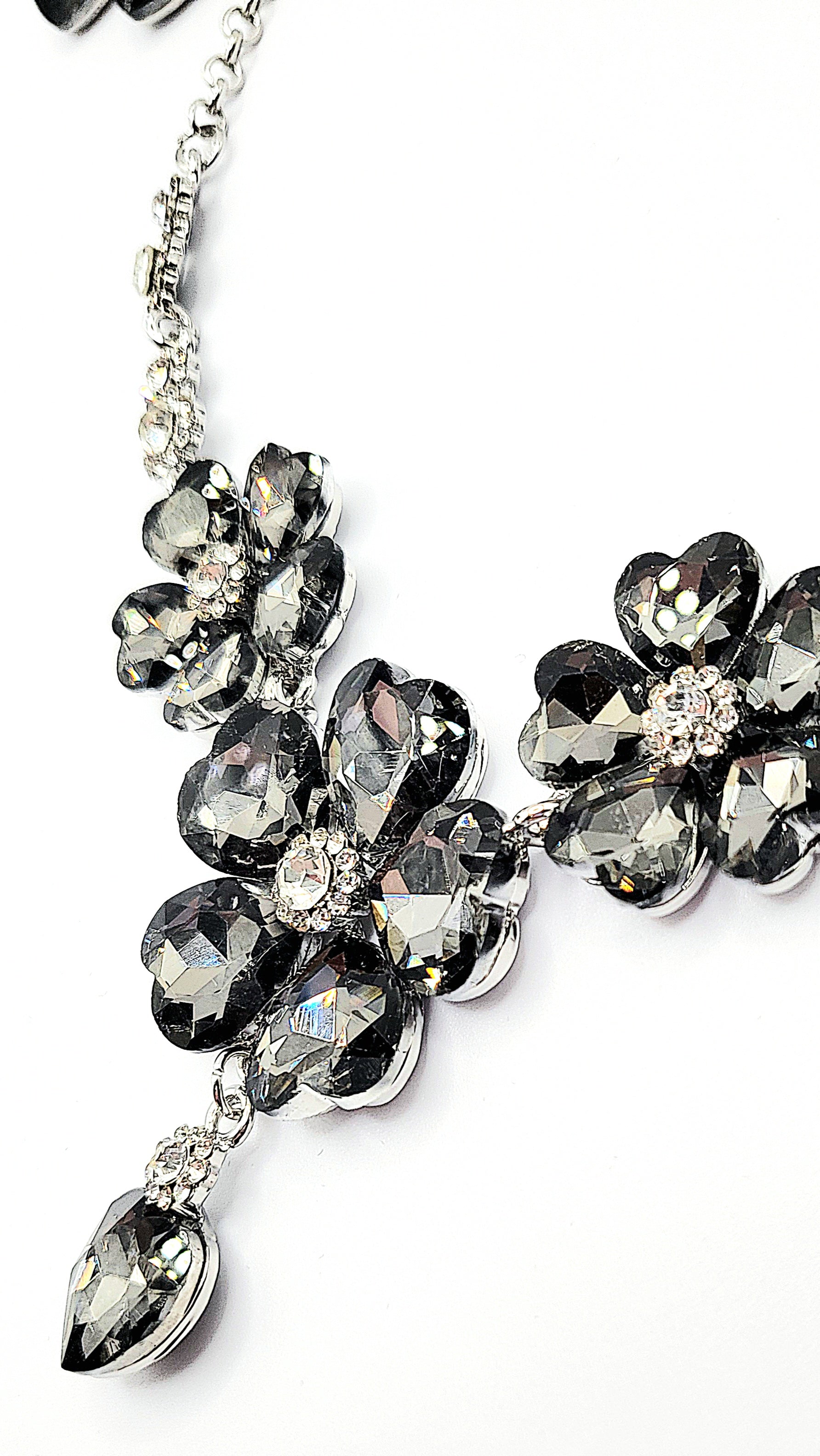 Flower Cluster Crystal Necklace & Earrings Set