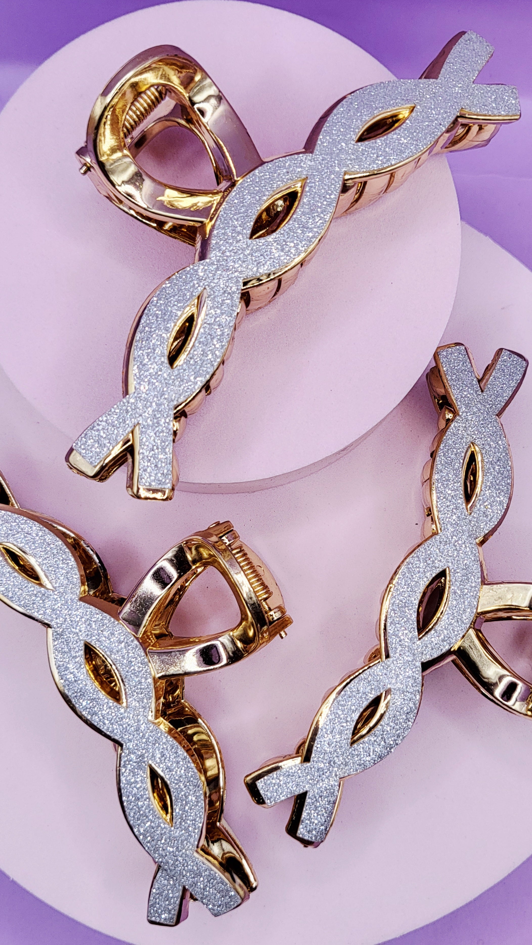 Glitter Silver Hair Clamps Pack of 12