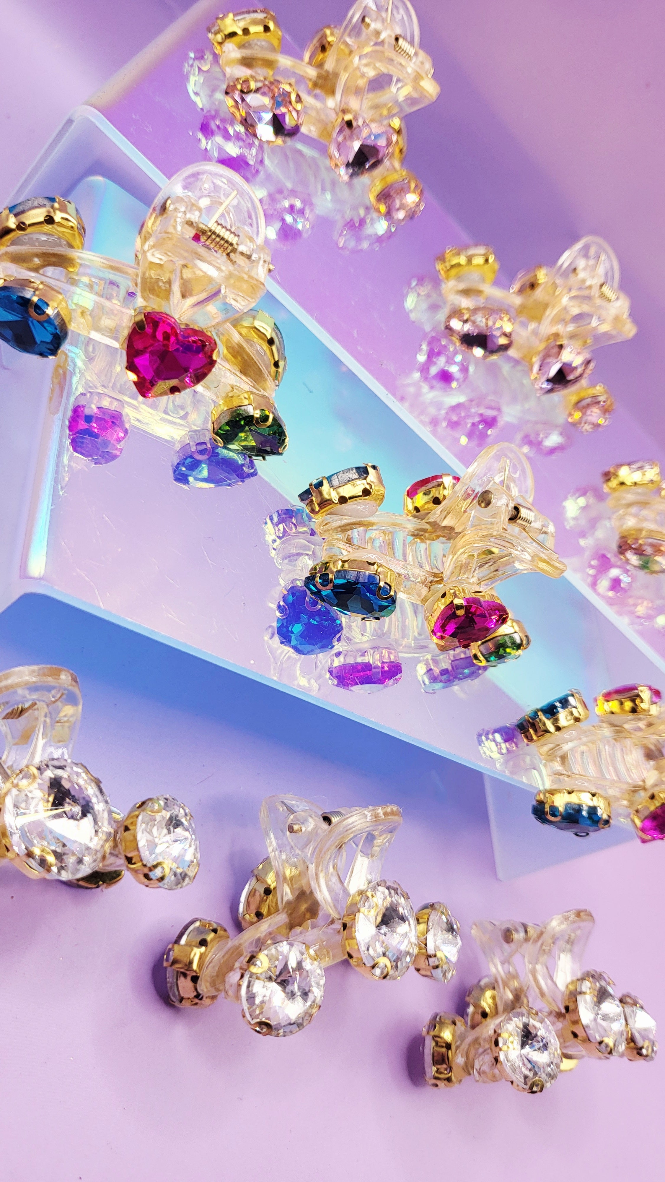 Crystal Luxe Pink Hair Clamps Pack of 12