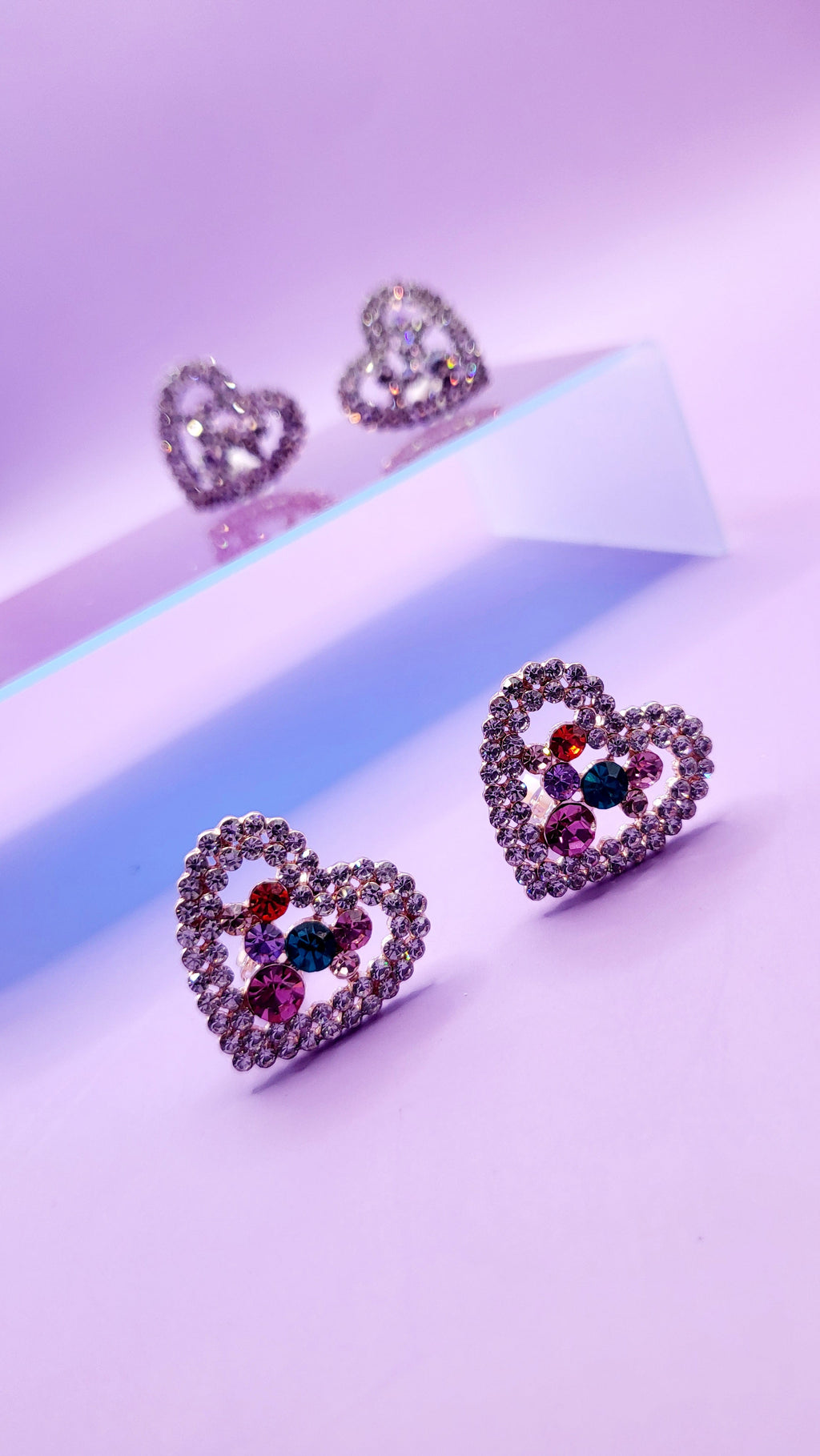 Sweetheart Crystal Non Pierced Clip On Earrings